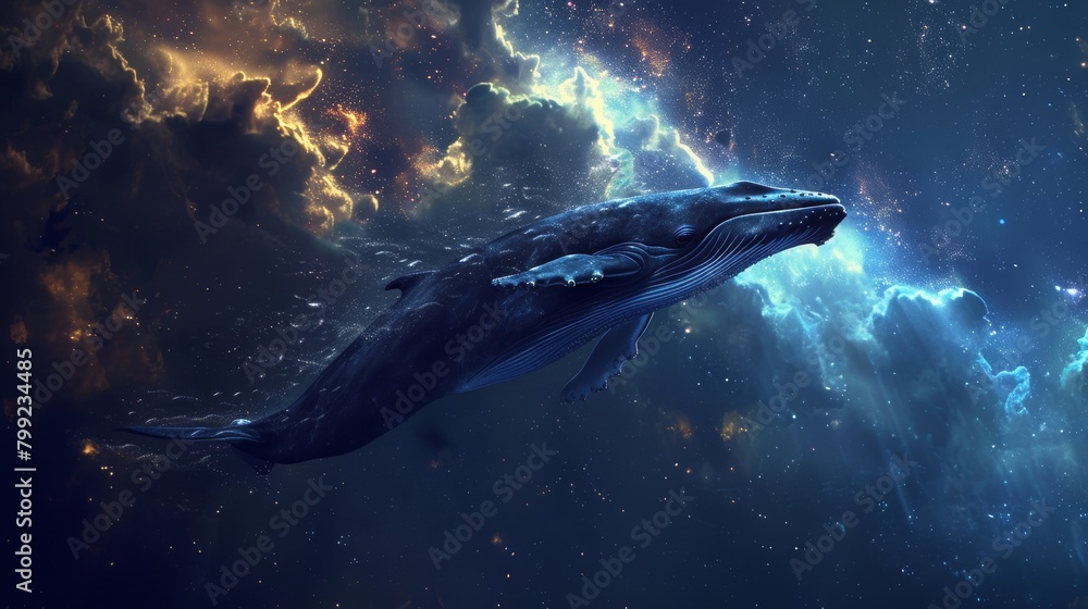 Wall mural Cosmic Whale in Space Generative AI