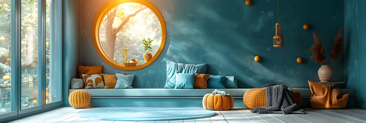Turquoise Accent Children's Room - Modern Nursery Decor Stock Photo