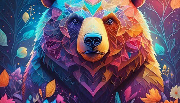 Bear, illustration, art, graphic design, design, material, image, Generative AI