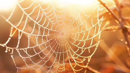 Dewy Spider Web in Morning Light Generative AI