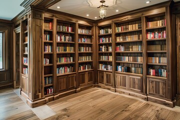 Luxury Walnut Wood Bookshelves: Dark Oak Richness for Home Libraries