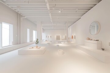 White Space Luxury: High-End Fashion Showcase in Minimalist Boutique Room