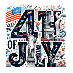Typography American Flag 4th July Sublimation