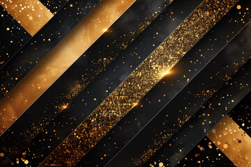 Golden Black Abstract Template Elegant Stripes with Touches of Gold