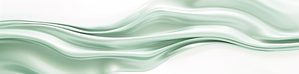 Obraz premium Mint cream wave abstract, cool and refreshing mint cream wave flowing on a white background.
