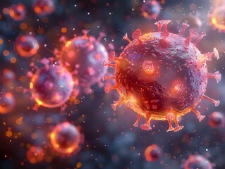 Engaging 3D Illustration of Red and Orange Spherical Entities