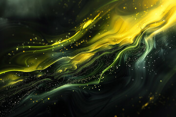 Abstract Background in Green, Yellow, and Black Palette