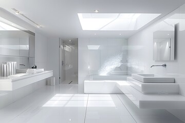 Contrastive Light: Chiaroscuro Skylight in Luxury White Interior Showcase