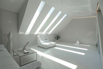 White Spaces: Modern Apartment Retreat with Calming Diagonal Light Shafts