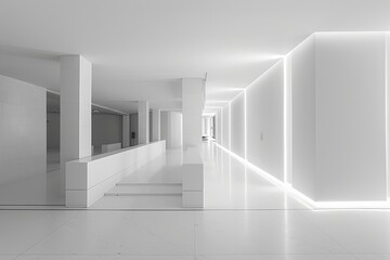 Minimalist Monochromatic White Space: Boutique Hotel Lobby Geo-Designed Workshop