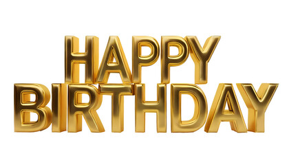 Realistic happy birthday golden lettering text poster