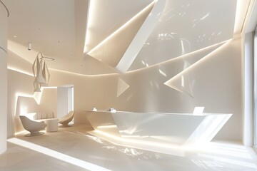 White Geometry: Ambient Light in Minimalistic Spa Reception Loft