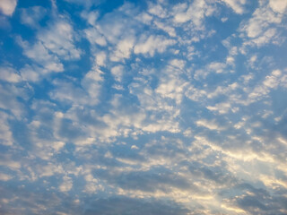 White clouds in blue sky background, nature photography 