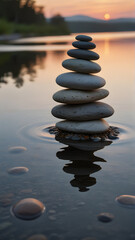 serene composition of smooth river stones stacked in harmony