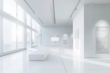 Modern Minimalistic Space: White Architecture Exhibition in Contemporary Lobby