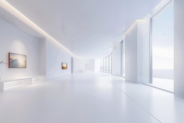 Minimalistic Architecture Concept: White Space Exhibition in Modern Lobby