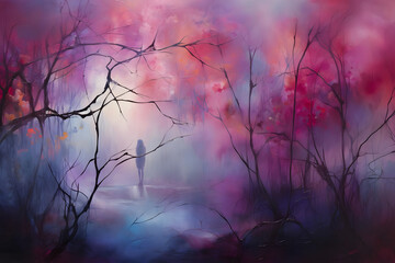 Wistful Whispers Wandering, abstract landscape art, painting background, wallpaper, generative ai