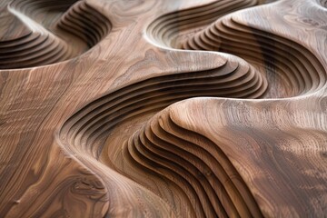 Wood and Tree Patterns: Waves and Loops in Walnut Wood Grain Detail - obrazy, fototapety, plakaty