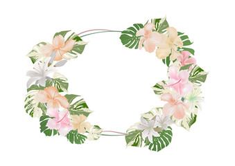 blooming decorative flower frame banner on transparency background