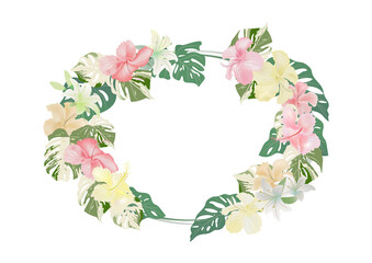 foliage decorative flower frame banner on transparency background