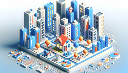 Real Estate Investment: Captivating 3D Cartoon Icons to Attract Investors for Property Development, REITs, and Crowdfunding Opportunities