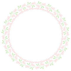 blooming flower with tiny leave floral frame on white background