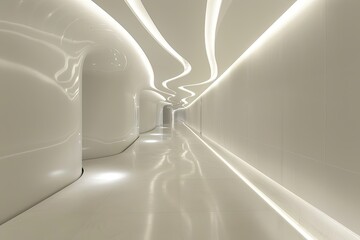 White Light: The Modern Art of Minimalist Interior Shadows in a Museum Corridor