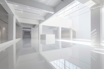 Minimalist White Interiors: Reflective Elegance in Contemporary Gallery