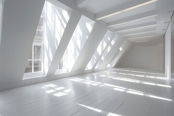 Contemporary White Space: Diagonal Light Shafts Enhancing Retail Design