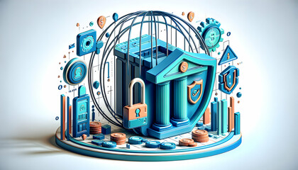 Sustainable Finance: Abstract 3D Cartoon Icons for Eco-Friendly Investments and Ethical Banking Practices