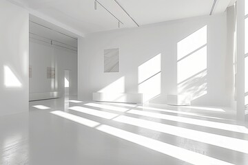 White Room: Dynamic Living Area 3D Rendering with Bright Minimalist Design