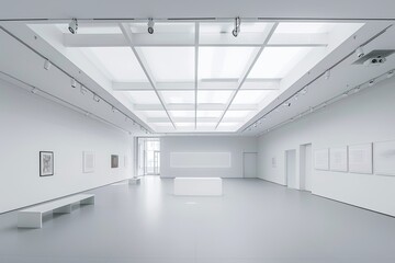 White Space Elegance: Minimalistic Art Studio Gallery with Natural Daylight