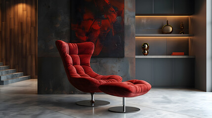 Luxurious Office Space with Rich Burgundy Armchair and Modern Professional Decor Inspiration