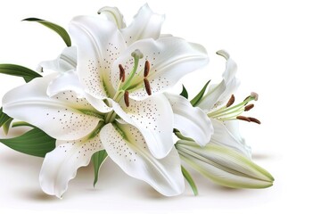 Expressing Condolence with Sympathy Card - Lilium Flowers Against White Background for Memorial