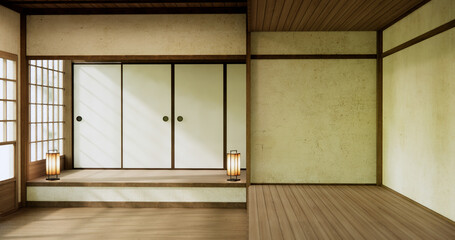 Fototapeta premium Empty room, original Japanese style mixed with modern minimal.