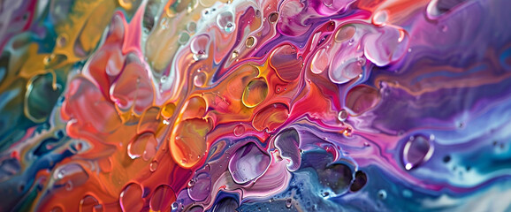Each droplet of paint adds to the intricate dance of colors, creating an enchanting tapestry of abstraction.