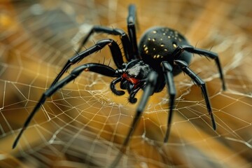Black Widow Spider - Latrodectus Mactans, Captured in Macro and Highlighting its Arachnid Features