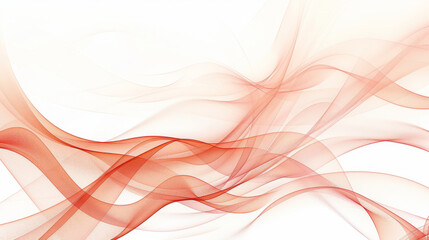 Soft abstract pattern of smooth red lines flowing on a white background