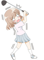 ゴルフをする女の子