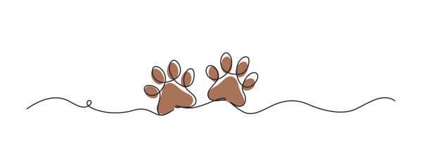 dog paw, cat paw print outline isolated on white background, icon, vector illustration © KF
