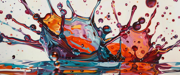 A burst of vivid paint splashes against a pristine canvas, each droplet a masterpiece of its own.