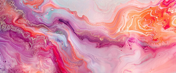 A canvas becomes a playground for marble ink's whimsical dance, its abstract strokes twinkling with radiant glitters, a beacon for exploration.