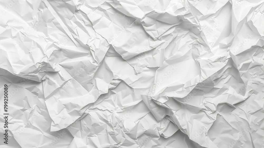 Poster Crumpled white paper with intricate texture, perfect for design elements