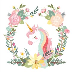 Magical Unicorn Birthday Invitation for Girls - Cute Floral Design with Personalized Invitation