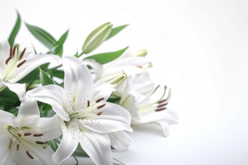 Expressing Condolence: Sympathy Card with Lily Flowers on White Background for Funeral, Memorial