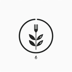 Simple kitchen and food logo design with fork icon.