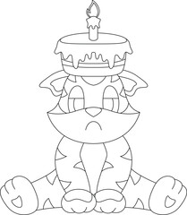 Tiger Birthday Cake Candle Animal Vector Graphic Art Illustration