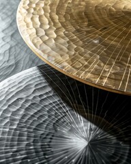 Radiant and radiating patterns and texture in gold and steel metal