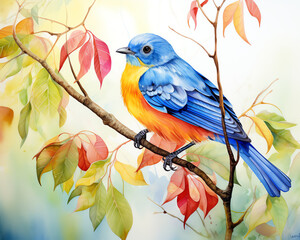 Fototapeta premium Paint a series of watercolor birds native to your region, focusing on detailed feather patterns and natural poses