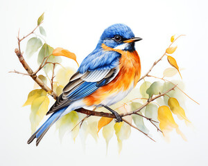 Paint a series of watercolor birds native to your region, focusing on detailed feather patterns and natural poses